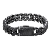 15mm Black Moissanite Miami Cuban Bracelet 8.5"